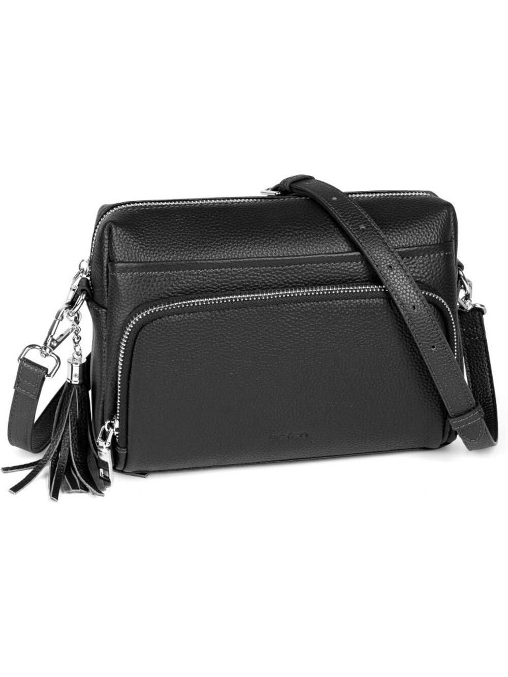 Women's Black Genuine Leather Multi-Pockets RFID Blocking Wallet Crossbody Bags